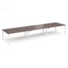 Adapt triple back to back desks 4800mm x 1200mm - white frame Walnut top - E4812-WH-W