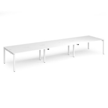 Adapt triple back to back desks 4800mm x 1200mm - white frame White Top - E4812-WH-WH