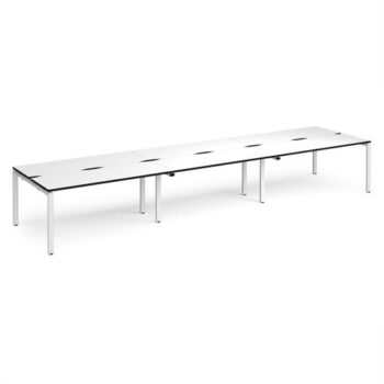 Adapt triple back to back desks 4800mm x 1200mm - white frame White Top black edge - E4812-WH-WK