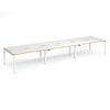 Adapt triple back to back desks 4800mm x 1200mm - white frame White Top with oak edging - E4812-WH-WO