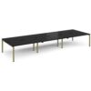 Adapt triple back to back desks 4800mm x 1600mm - green frame black top - E4816-GN-BK