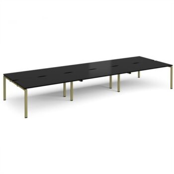 Adapt triple back to back desks 4800mm x 1600mm - green frame black top - E4816-GN-BK