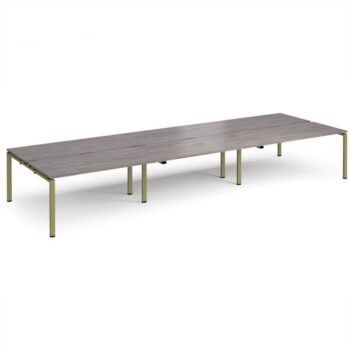Adapt triple back to back desks 4800mm x 1600mm - green frame Grey Oak Top - E4816-GN-GO