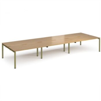 Adapt triple back to back desks 4800mm x 1600mm - green frame Oak Top - E4816-GN-O