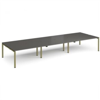 Adapt triple back to back desks 4800mm x 1600mm - green frame storm grey top - E4816-GN-OG