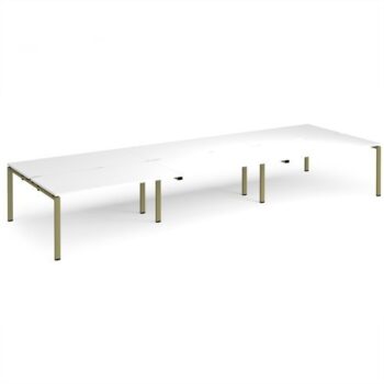 Adapt triple back to back desks 4800mm x 1600mm - green frame White Top - E4816-GN-WH