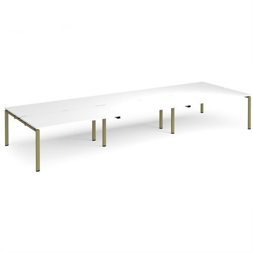 Adapt triple back to back desks 4800mm x 1600mm - green frame White Top - E4816-GN-WH