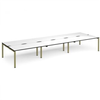 Adapt triple back to back desks 4800mm x 1600mm - green frame White Top black edge - E4816-GN-WK