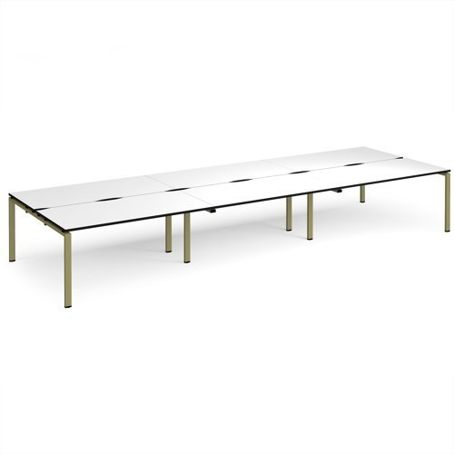 Adapt triple back to back desks 4800mm x 1600mm - green frame White Top black edge - E4816-GN-WK