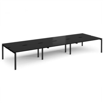 Adapt triple back to back desks 4800mm x 1600mm - black frame black top - E4816-K-BK