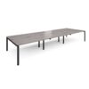 Adapt triple back to back desks 4800mm x 1600mm - black frame Grey Oak Top - E4816-K-GO