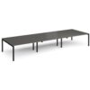 Adapt triple back to back desks 4800mm x 1600mm - black frame storm grey top - E4816-K-OG