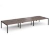 Adapt triple back to back desks 4800mm x 1600mm - black frame Walnut top - E4816-K-W