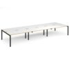 Adapt triple back to back desks 4800mm x 1600mm - black frame White Top with oak edging - E4816-K-WO