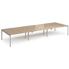 Adapt triple back to back desks 4800mm x 1600mm - silver frame Kendal Oak Top - E4816-S-KO