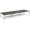 Adapt triple back to back desks 4800mm x 1600mm - silver frame storm grey top - E4816-S-OG