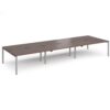 Adapt triple back to back desks 4800mm x 1600mm - silver frame Walnut top - E4816-S-W