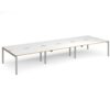 Adapt triple back to back desks 4800mm x 1600mm - silver frame White Top with oak edging - E4816-S-WO