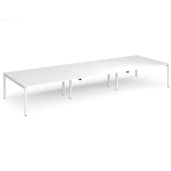 Adapt triple back to back desks 4800mm x 1600mm - white frame White Top - E4816-WH-WH