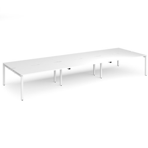 Adapt triple back to back desks 4800mm x 1600mm - white frame White Top - E4816-WH-WH