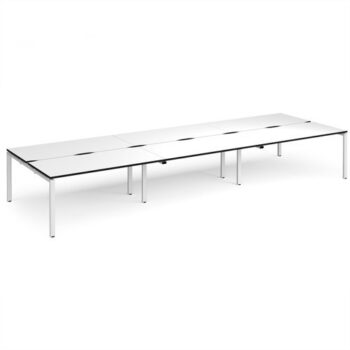 Adapt triple back to back desks 4800mm x 1600mm - white frame White Top black edge - E4816-WH-WK