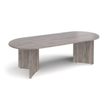 Arrow head leg radial end boardroom table 2400mm x 1000mm - Grey Oak - EB24GO