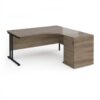 Maestro 25 right hand ergonomic desk 1600mm with black cantilever frame and desk high pedestal - Nebraska Oak - EBK16RNO