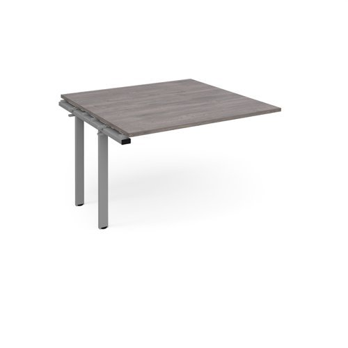 Adapt boardroom table add on unit 1200mm x 1200mm - silver frame Grey Oak Top - EBT1212-AB-S-GO