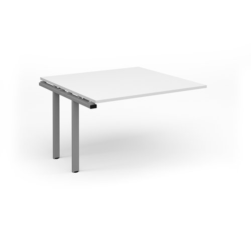 Adapt boardroom table add on unit 1200mm x 1200mm - silver frame White Top - EBT1212-AB-S-WH