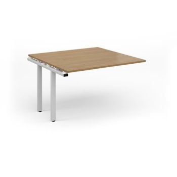 Adapt boardroom table add on unit 1200mm x 1200mm - white frame Grey Oak Top - EBT1212-AB-WH-GO