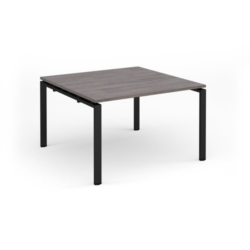 Adapt square boardroom table 1200mm x 1200mm - black frame Grey Oak Top - EBT1212-K-GO