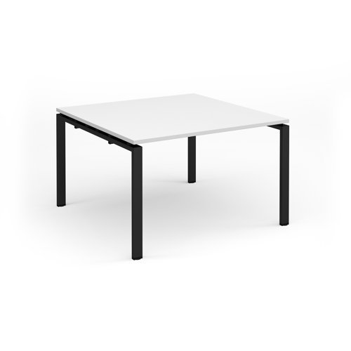 Adapt square boardroom table 1200mm x 1200mm - black frame White Top - EBT1212-K-WH