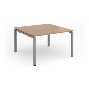 Adapt square boardroom table 1200mm x 1200mm - silver frame Beech top - EBT1212-S-B