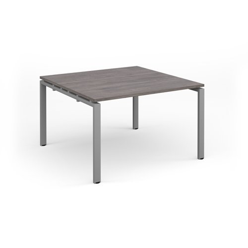 Adapt square boardroom table 1200mm x 1200mm - silver frame Grey Oak Top - EBT1212-S-GO