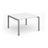 Adapt square boardroom table 1200mm x 1200mm - silver frame White Top - EBT1212-S-WH