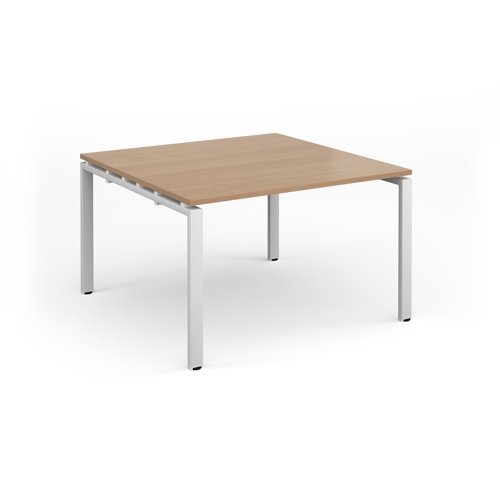 Adapt square boardroom table 1200mm x 1200mm - white frame Beech top - EBT1212-WH-B
