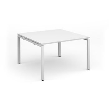 Adapt square boardroom table 1200mm x 1200mm - white frame White Top - EBT1212-WH-WH