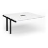 Adapt boardroom table add on unit 1600mm x 1600mm with central cutout 272mm x 132mm - black frame White Top - EBT1616-AB-CO-K-WH
