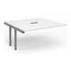 Adapt boardroom table add on unit 1600mm x 1600mm with central cutout 272mm x 132mm - silver frame White Top - EBT1616-AB-CO-S-WH