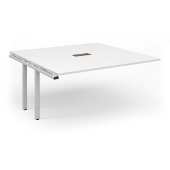 Adapt boardroom table add on unit 1600mm x 1600mm with central cutout 272mm x 132mm - white frame White Top - EBT1616-AB-CO-WH-WH