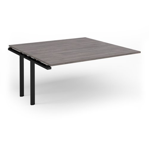 Adapt boardroom table add on unit 1600mm x 1600mm - black frame Grey Oak Top - EBT1616-AB-K-GO