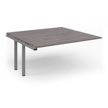 Adapt boardroom table add on unit 1600mm x 1600mm - silver frame Grey Oak Top - EBT1616-AB-S-GO