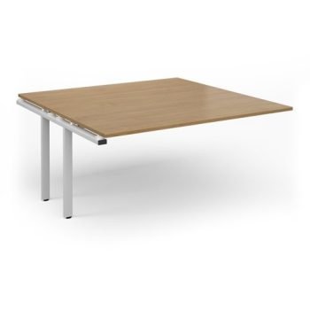 Adapt boardroom table add on unit 1600mm x 1600mm - white frame Grey Oak Top - EBT1616-AB-WH-GO