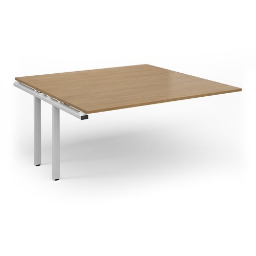 Adapt boardroom table add on unit 1600mm x 1600mm - white frame Grey Oak Top - EBT1616-AB-WH-GO