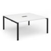 Adapt square boardroom table 1600mm x 1600mm with central cutout 272mm x 132mm - black frame White Top - EBT1616-CO-K-WH