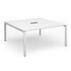 Adapt square boardroom table 1600mm x 1600mm with central cutout 272mm x 132mm - white frame White Top - EBT1616-CO-WH-WH