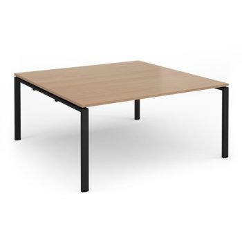 Adapt square boardroom table 1600mm x 1600mm - black frame Beech top - EBT1616-K-B