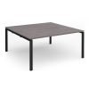 Adapt square boardroom table 1600mm x 1600mm - black frame Grey Oak Top - EBT1616-K-GO