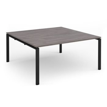 Adapt square boardroom table 1600mm x 1600mm - black frame Grey Oak Top - EBT1616-K-GO