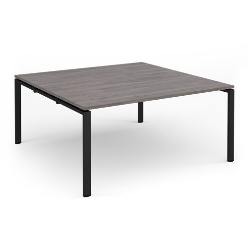 Adapt square boardroom table 1600mm x 1600mm - black frame Grey Oak Top - EBT1616-K-GO